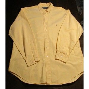 Ralph Lauren Button Down Yellow Shirt Yarmouth Oxford Size 16 1/2 -34